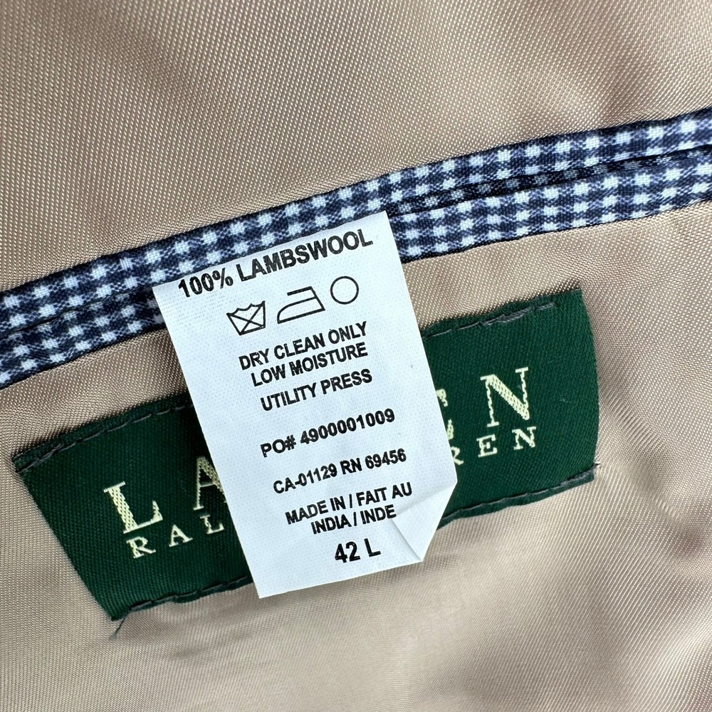 Lauren Ralph Lauren Lambswool Blazer Jacket Brown Herringbone 42L 2 Button Rich - Picture 6 of 9
